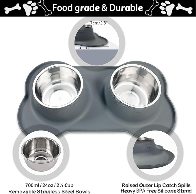 AsFrost Dog Food Bowls Stainless Steel Dog Food & Water Bowl Set - Image 3