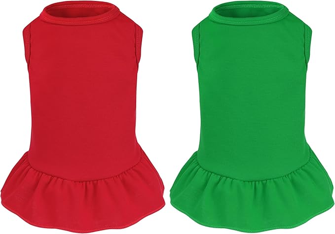 2 Pcs Dog Dresses Cat Skirt Solid Color Dog Clothes Summer Sleeveless Puppy by choyaxo