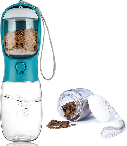 Dog Water Bottle with Food Container, Portable Leak Proof Pet Water Dispenser by AVELORA
