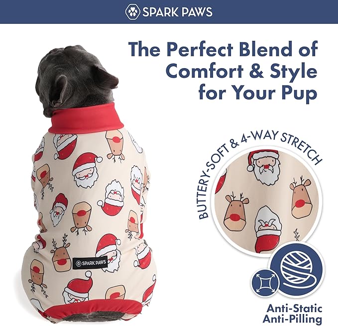 Spark Paws Dog Christmas Pajama, Dog Recovery Suit Male, Ultra-Soft and 4-Way - Image 3