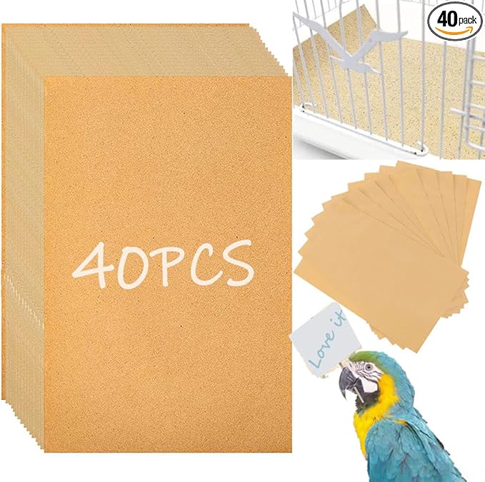40PCS Gravel Liner Paper for Bird Cage, 11x17 In Bird cage Liner Paper-Gravel by Birheatry