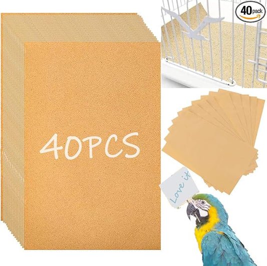 40PCS Gravel Liner Paper for Bird Cage, 11x17 In Bird cage Liner Paper-Gravel by Birheatry