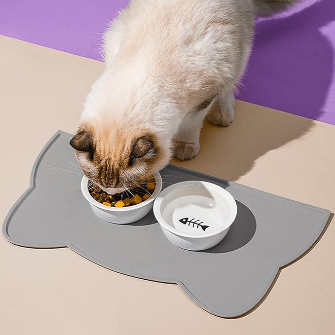 Cat Food Mat, Silicone Non Slip Dog Bowl Mat Waterproof Cat Feeding Mat Stop - Image 2