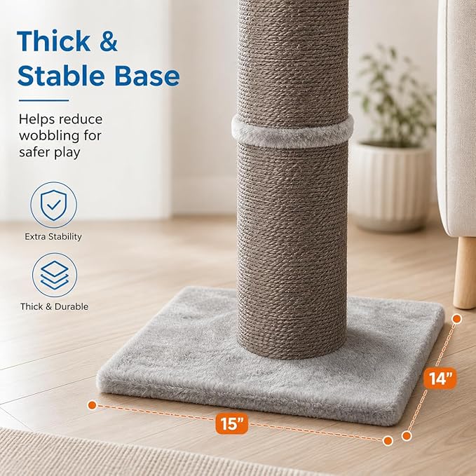 Sisal Cat Scratching Post for Indoor Cats & Kittens, 5.5" Diameter Heavy Duty - Image 4