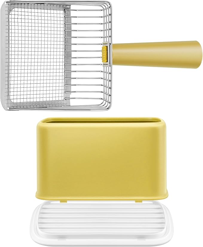 Metal Cat Litter Scoop with Holder, Heavy Duty Deep Sifter with Dual-Hole by Bedama