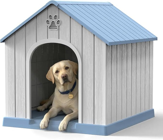 Large Dog House Outdoor Weatherproof，Waterproof Resin Outside Dog House by GYMHILL