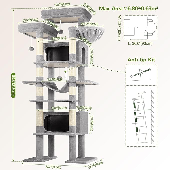 Globlazer XXL Giant Cat Tree, 83 Inch Heavy Duty Tall Cat Tower - Image 7