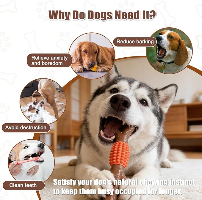 SCHITEC Dog Chew Toy for Aggressive Chewers, Tough Big Nylon & Rubber Teething - Image 3