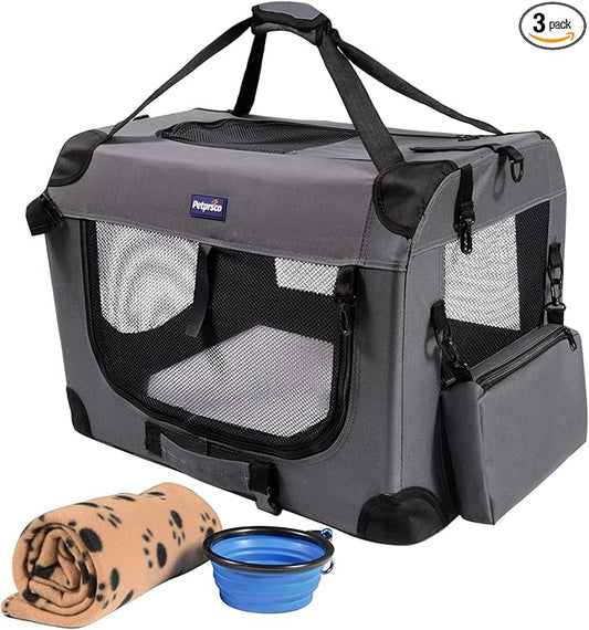 Petprsco Portable Collapsible Dog Crate, Travel Dog Crate 24x17x17 by Petprsco