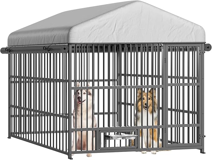 HOOBRO Dog Kennel Outdoor with Cover, 6.6 x 6.6 x 6.4 ft Dog Kennel Outside by HOOBRO