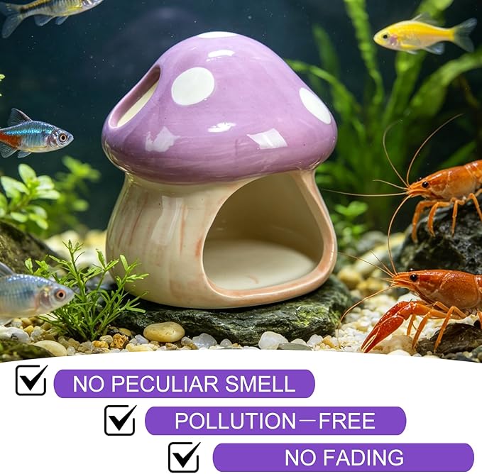 Cute Aquarium Mushroom House Betta Fish Tank Accessory Decor Mini Ceramic Fish - Image 4