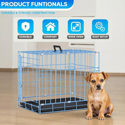 FDW Dog Crate for Small Dogs 18 Inch Folding Metal Wire Pet Cage Single Door - Image 2