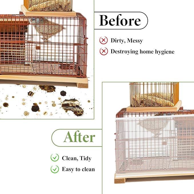 Trinkrittey Bird Cage Seed Catcher White Bird Cage Net Cover Adjustable Birds - Image 4