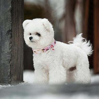 Pink Christmas Dog Collar, Adjustable Cotton Dog Collars - Image 6