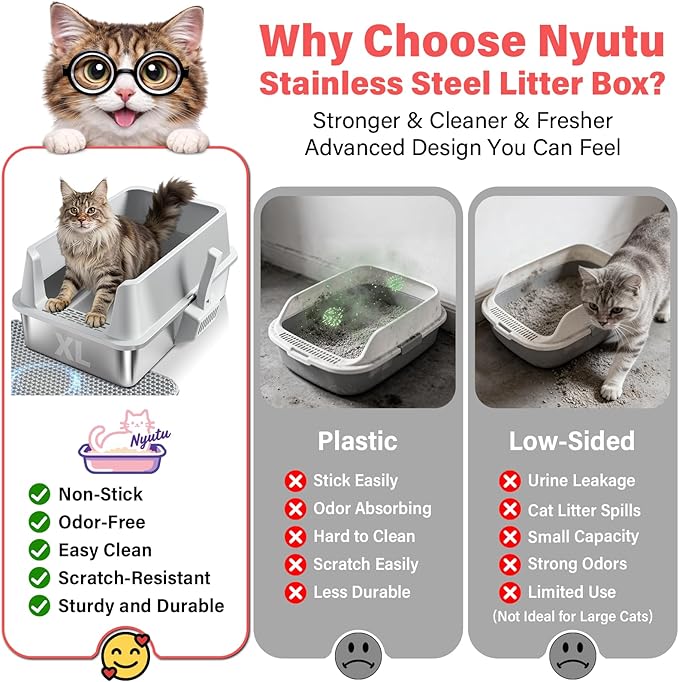 Stainless Steel Litter Box, Extra Large Metal Cat Litter Box - Image 4