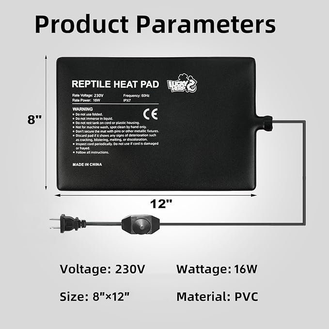 LUCKY HERP Reptile Heat Pad 8x12 Inch 16w, Under Tank Terrarium Heating Pad - Image 5