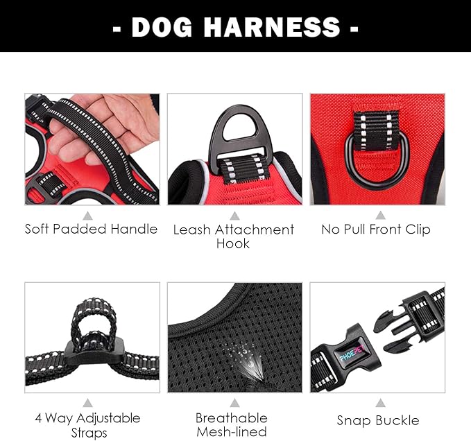 PHOEPET No Pull Dog Harness Medium Reflective Front Clip Vest - Image 5