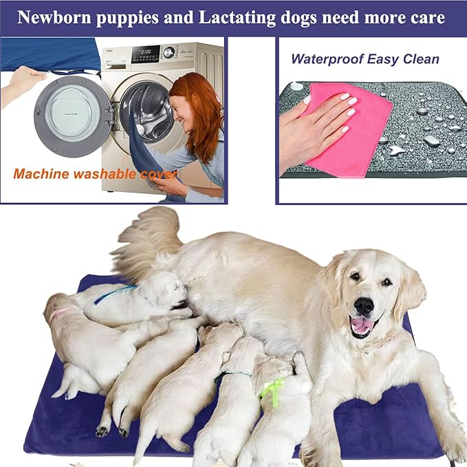 Pet Heating pad for Large Dog cat Heated Bed Dog Heating pad 34" x 21" - Image 3