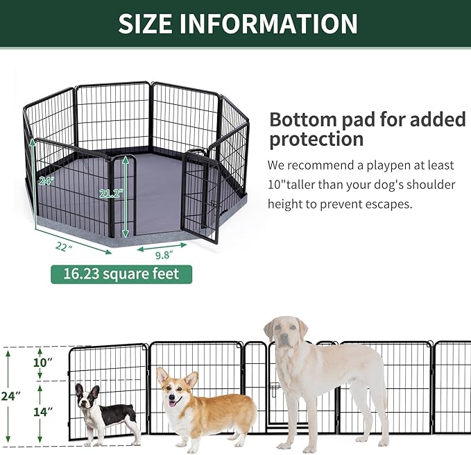 PETIME Dog Playpen, Metal Exercise Puppy Pen Heavy Duty Kennels Yard Fence - Image 3