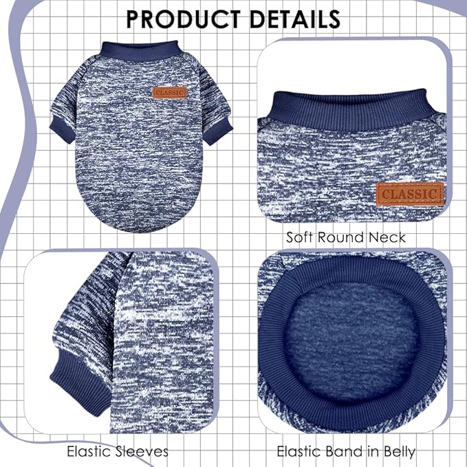 1 Pack Dog Sweaters for Small Dogs Girl Boy Winter Fleece Clothes Warm Soft Dog - Image 3