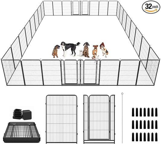 Kfvigoho Dog Playpen Outdoor Extra Wide 32 Piece Panels Heavy Duty Dog Fence by Committedtobetterpetlife