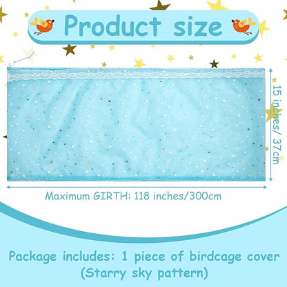 Shappy Large Bird Cage Cover, Bird Cage Seed Catcher, Adjustable Star Pattern - Image 2
