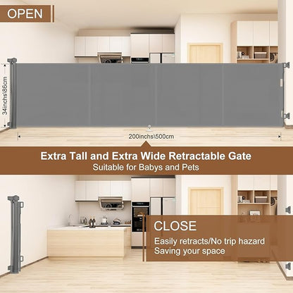 Miumoon 200 inch Retractable Baby Gates 37 inch Tall, Retractable Gate - Image 4
