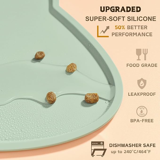 Cat Food Mat, Silicone Non Slip Dog Bowl Mat Waterproof Cat Feeding Mat Stop - Image 3