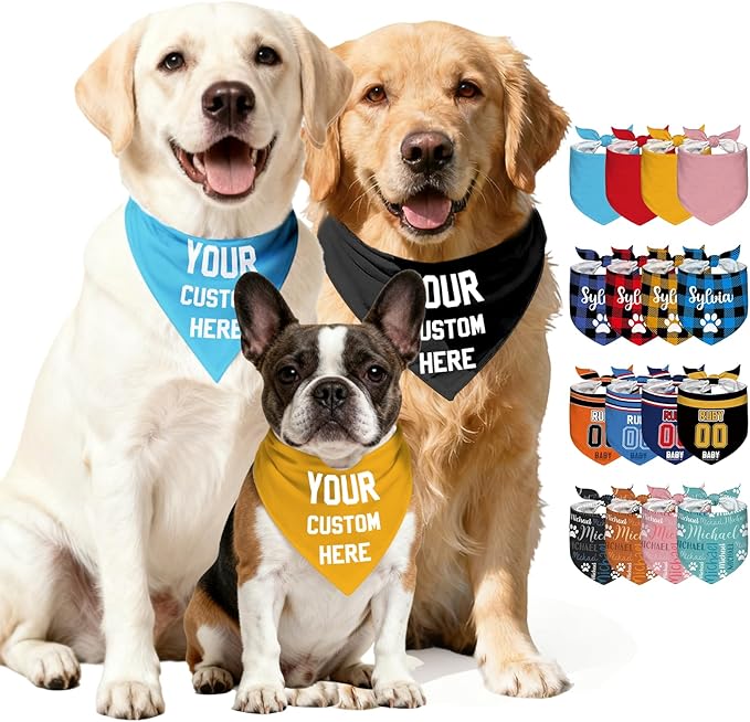 Custom Dog Bandana with Name, Personalized Pet Bandana by Unknown