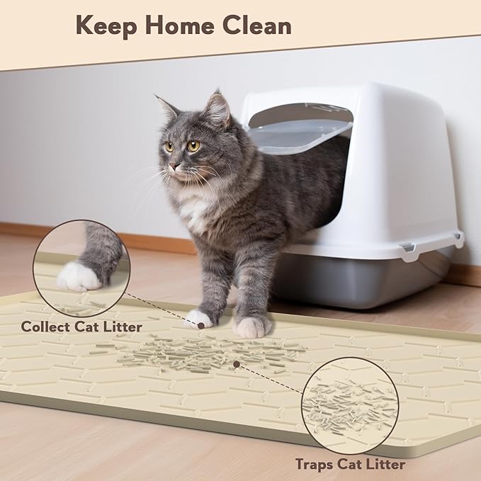 Garoopion Silicone Cat Litter Trapping Mat, Large Waterproof 34" X 22" Cat - Image 2
