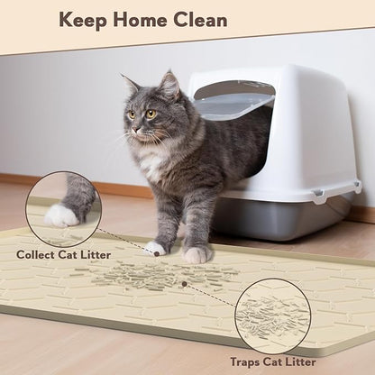Garoopion Silicone Cat Litter Trapping Mat, Large Waterproof 34" X 22" Cat - Image 2