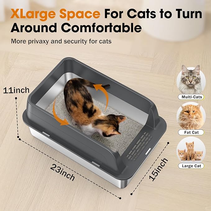 2PACK Stainless Steel Litter Box, Extra Large Litter Boxes - Image 5