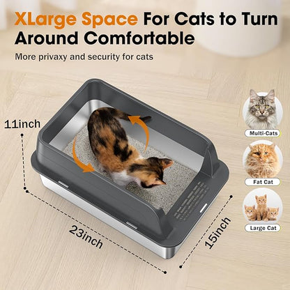 2PACK Stainless Steel Litter Box, Extra Large Litter Boxes - Image 5