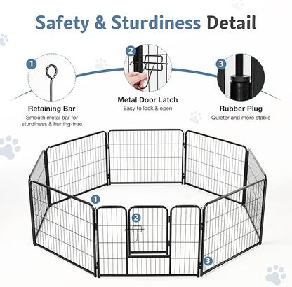 DUMOS Dog Playpen Indoor, Metal 24 Inch 16 Panels Foldable Pet Fence - Image 7