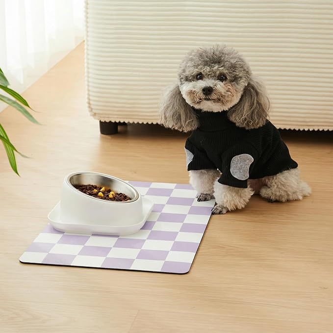 Checkered Dog Feeding Mat, Absorbent Mats - Image 2