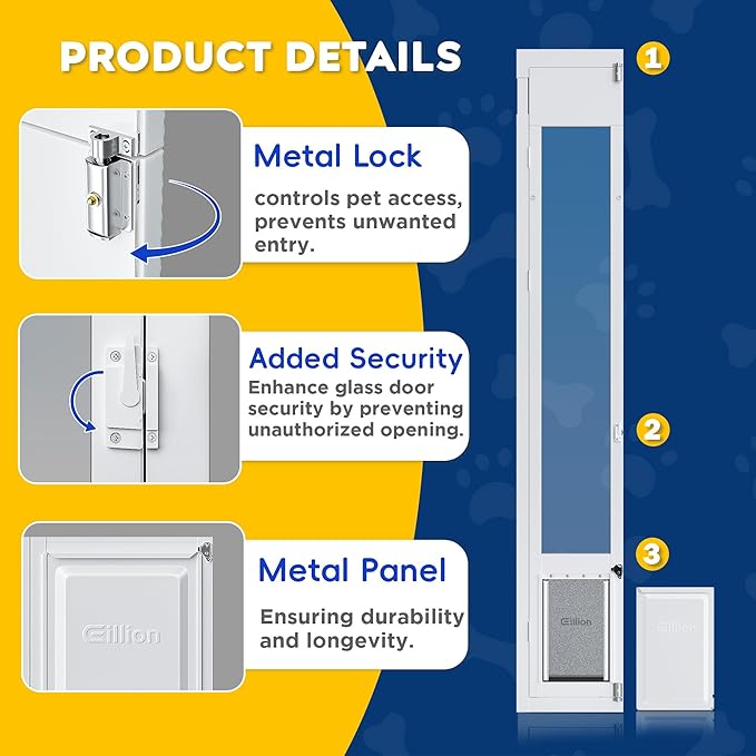 Medium Dog Door for Sliding Glass Doors, Adjustable Height 75 7/8" to 81" - Image 6