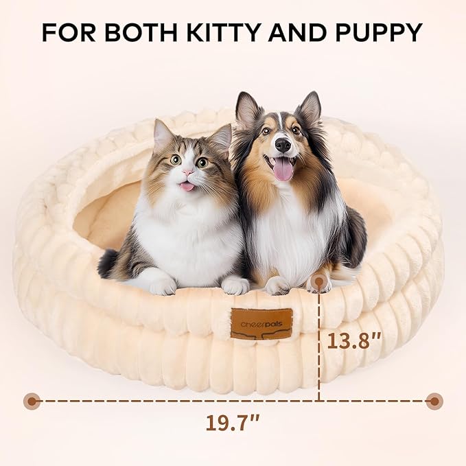 CHEERPALS Cat Cave Bed for Indoor Cats, Washable Covered Cat Bed Hooded Kitty - Image 5