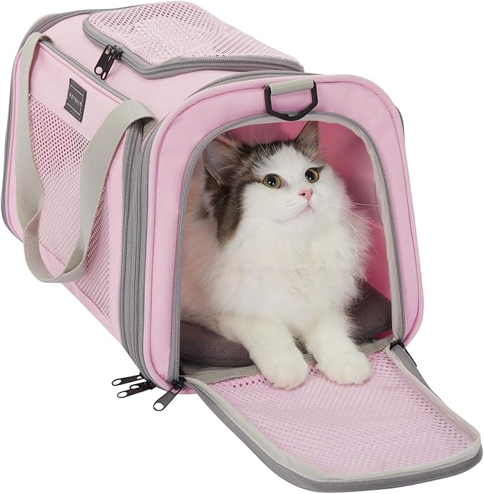 Airline Approved Cat Carrier 17.5×10.5×10.5 in, Escape-Proof Design by Petsfit