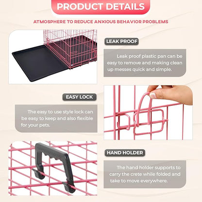 FDW Dog Crate for Medium Dogs 30 Inch Folding Metal WirePet Cage Double Door - Image 6
