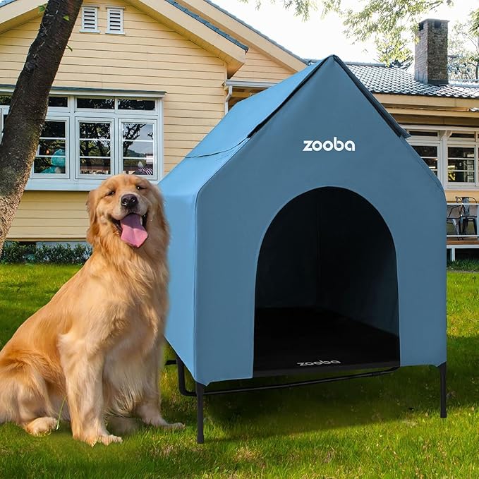 Zooba 48" XL Outdoor Dog House – Weatherproof Elevated Pet Shelter, Breathable by Zooba