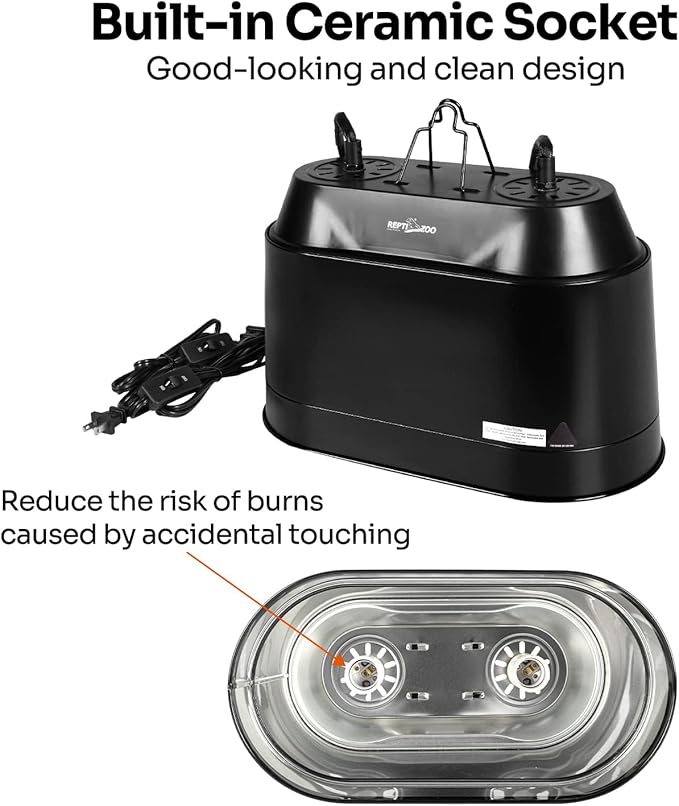 REPTI ZOO Dual Reptile Light Fixture 2 in 1 Deep Dome Lamp Fixture, - Image 5