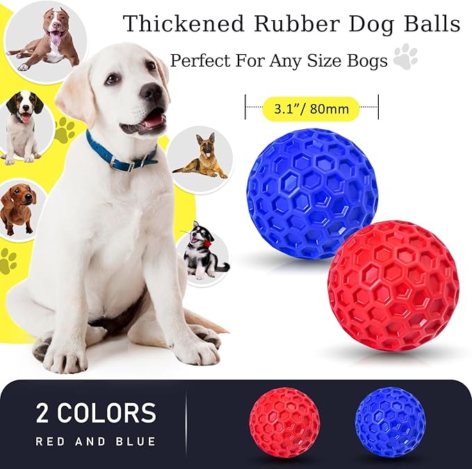 2 Pack Indestructible Squeaky Dog Balls - Image 2