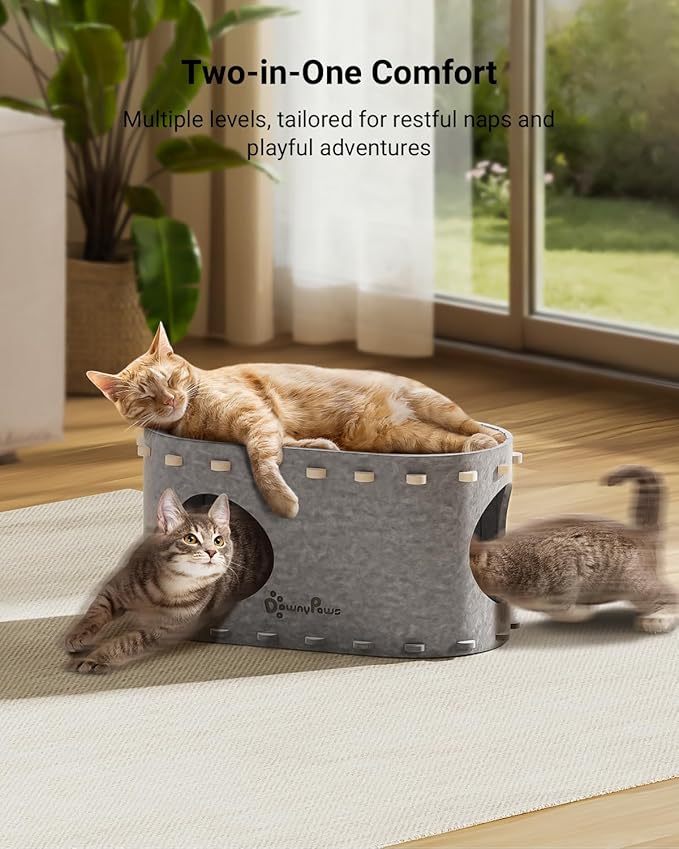 DownyPaws Cat House for Indoor Cats, Cat Bed Cave for Multiple & Large Cats Up - Image 2