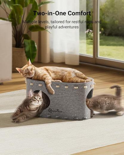DownyPaws Cat House for Indoor Cats, Cat Bed Cave for Multiple & Large Cats Up - Image 2