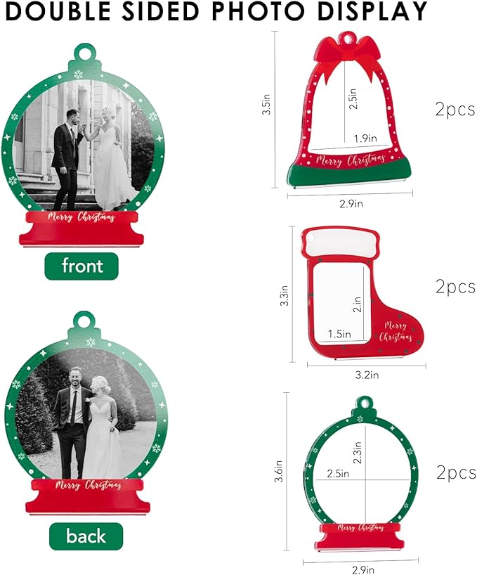 UNIQOOO Jingle Bell Christmas Acrylic Picture Frame Ornaments - Image 3