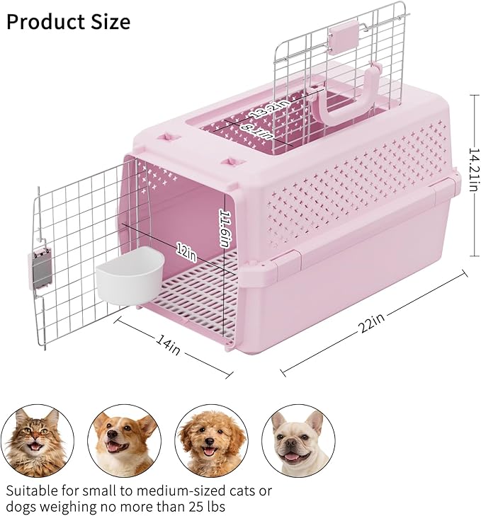 RIZZARI Medium Cat Carrier for Cats & Small Dogs: Durable Hard-Sided Pet Carrier - Image 2