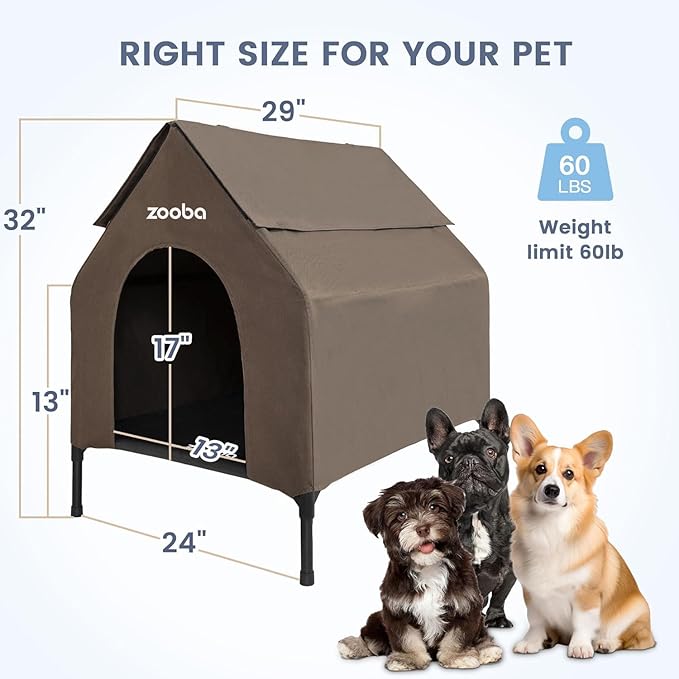 Zooba 29" 2-in-1 Dog House for Medium Dogs, Elevted Dog House Outdoor/Indoor - Image 4