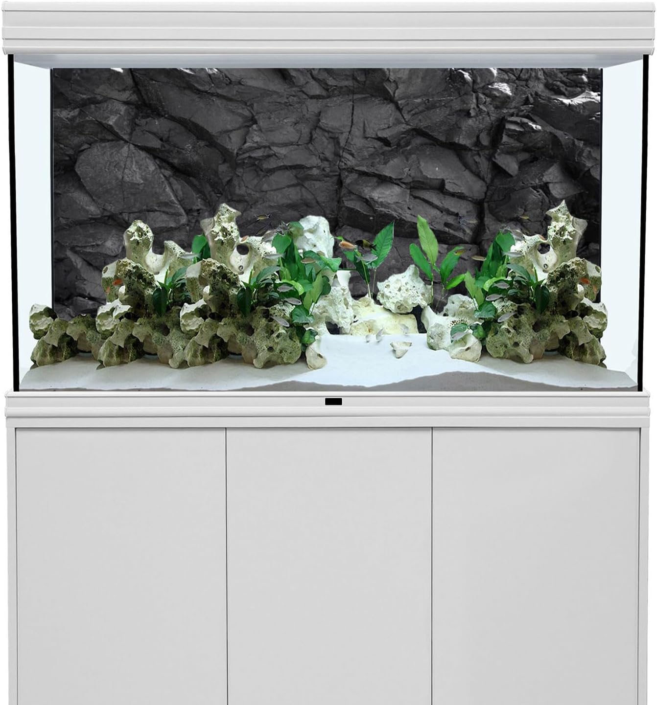 AWERT 36x24 inches Stone Aquarium Background Black Rock Fish Tank Background Rocky Terrarium Background Vinyl