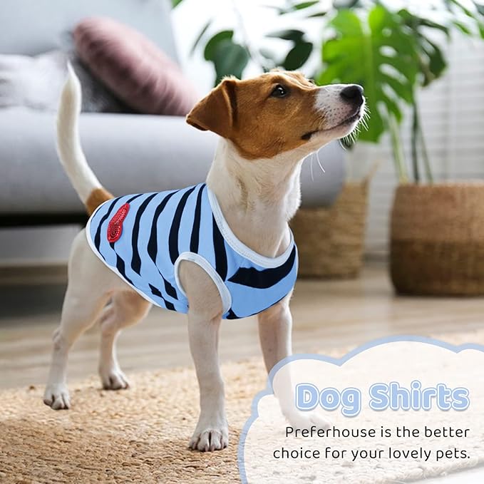 Pet Dog Striped T-Shirt Dogs Cats Cotton Vest Spring Summer Pet Apparel Tee - Image 5
