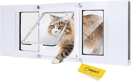 Cat Door for Window with Safety Window Lock, Adapt to Windows of Different Width by HOMEPEDIA